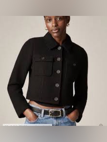J. Crew Black Cropped Button Jean Jacket